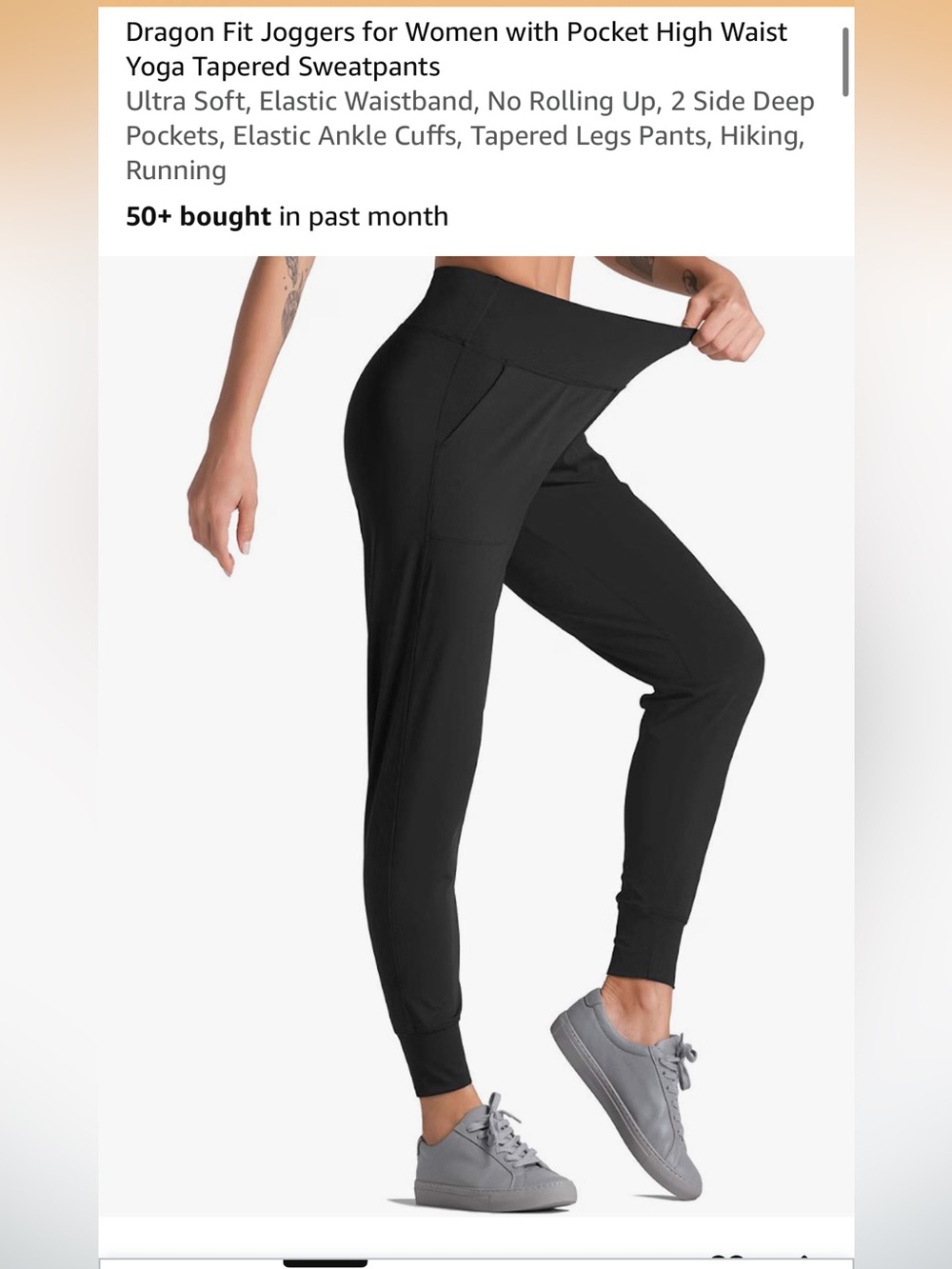 Amazon Black High-Waist Jogger Pants
